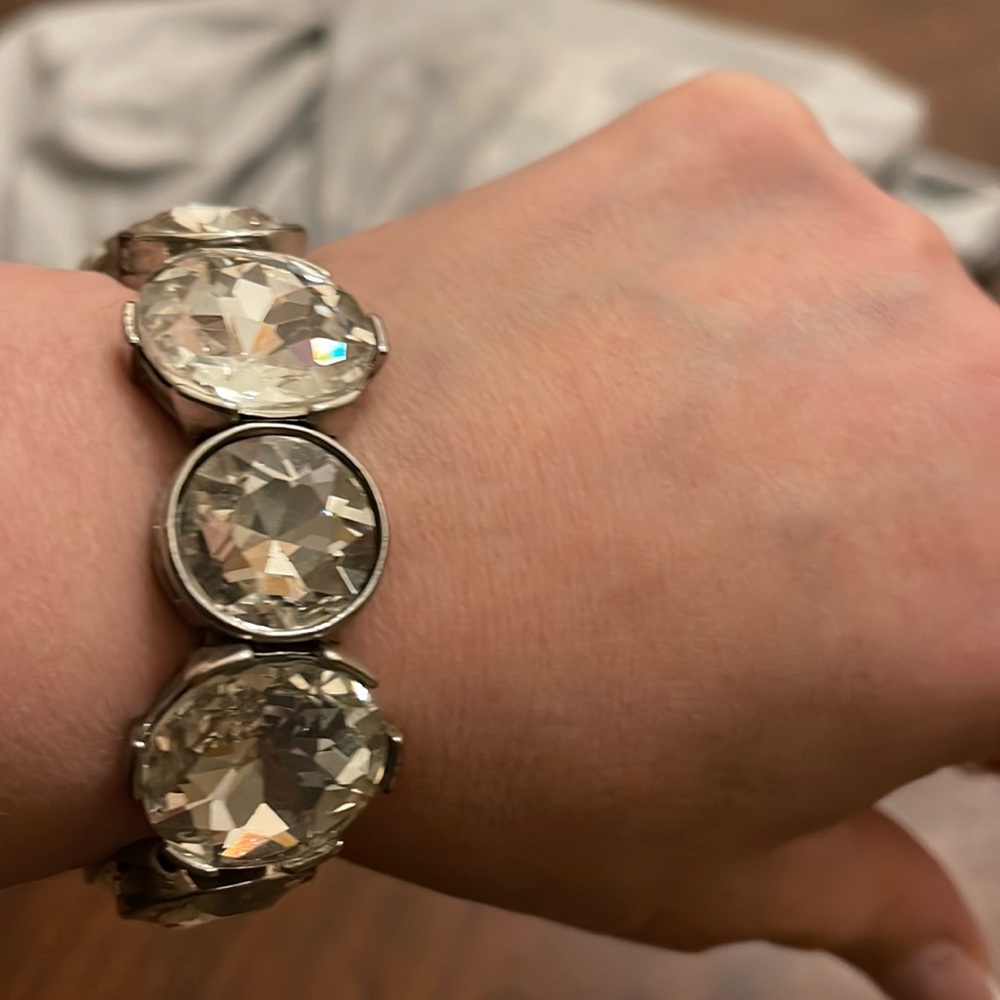 Round silver accents crystal bracelet